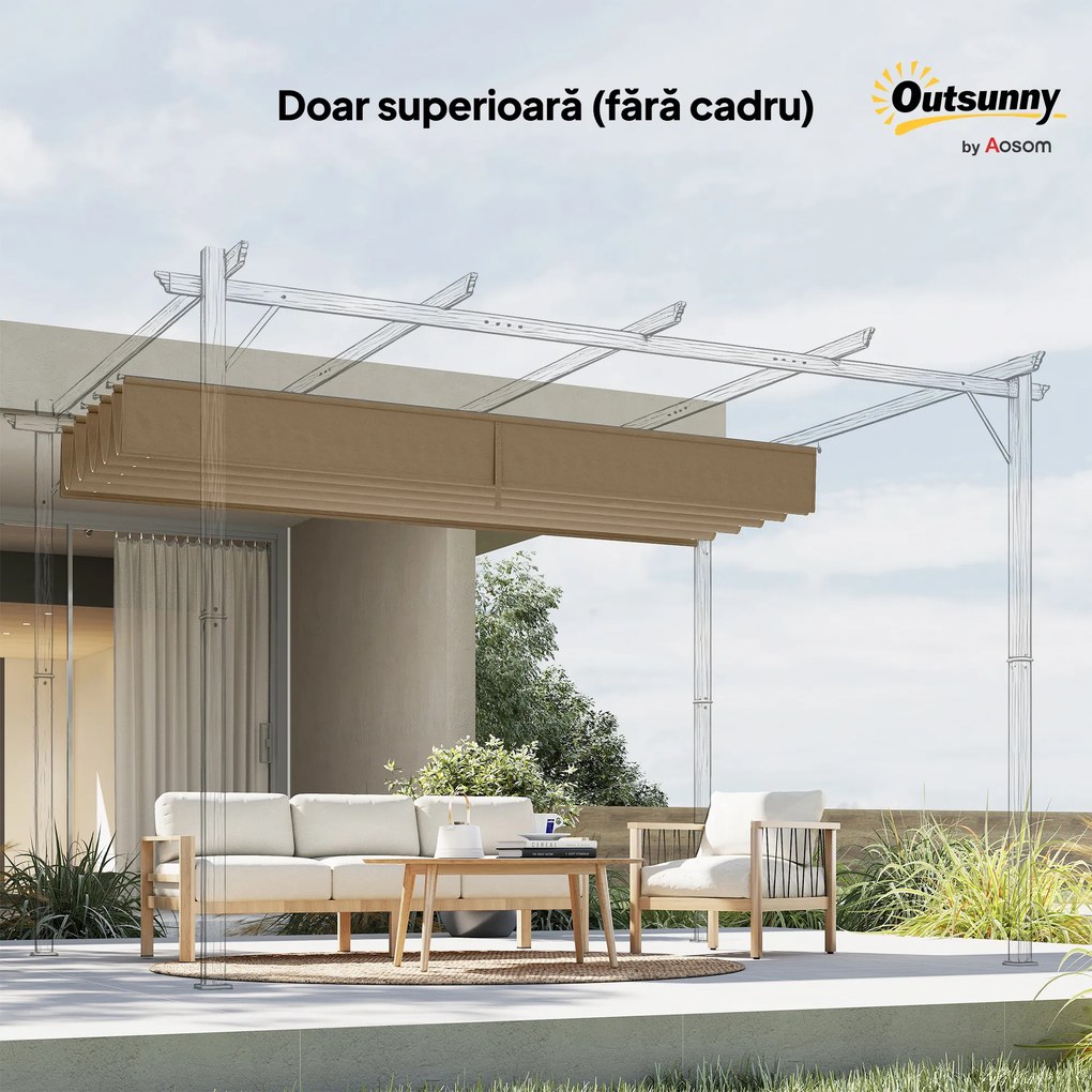 Outsunny Acoperiș de Schimb pentru Pergolă cu 10 Orificii de Drenaj, Permeabil, 4x3 m, Bej | Aosom Romania