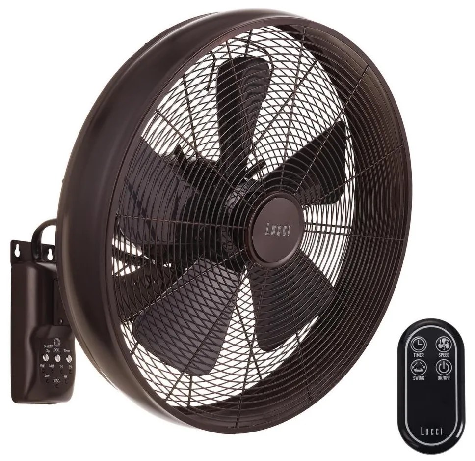 Ventilator de perete Lucci air 213125 BREEZE 55W/230V negru/maro + telecomandă