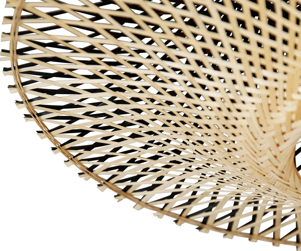 Lampa de podea modernă arcuită neagră cu abajur oriental și bambus 50 cm - XXL Rina