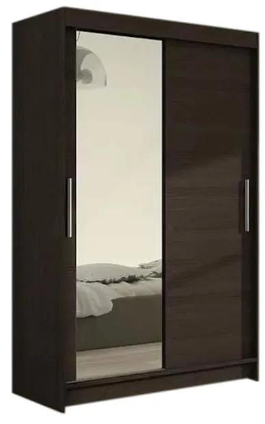 Expedo Dulap dormitor cu uși glisante FLORIA VI cu oglindă, 120x200x58, ciocolata