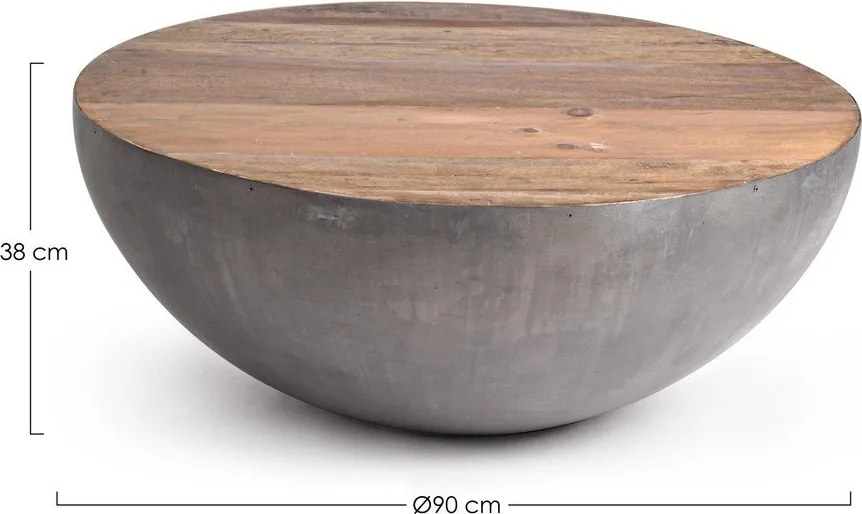 Măsuță de cafea gri/în culoare naturală rotundă din metal ø 90 cm Lancaster – Bizzotto