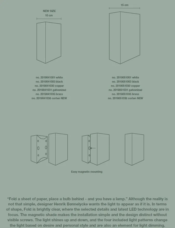 Aplica LED exterior cu iluminat up/down IP54 Fold 10 otel galvanizat 2019041031 NL
