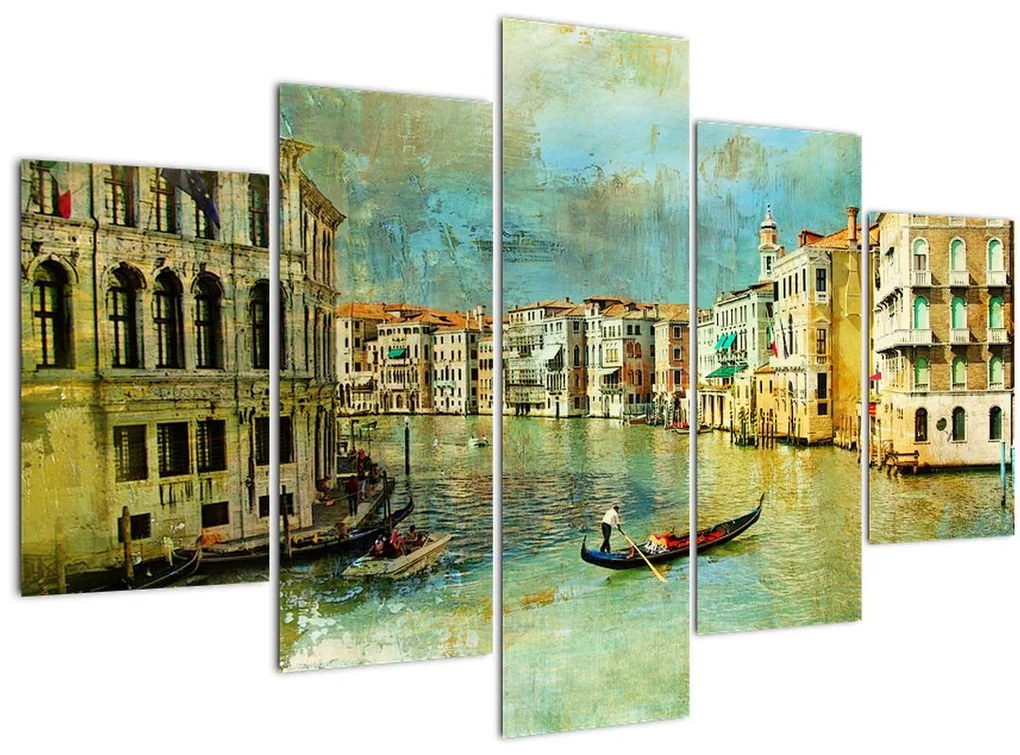 Tablou - Canalul de la Veneția și gondole (150x105 cm)