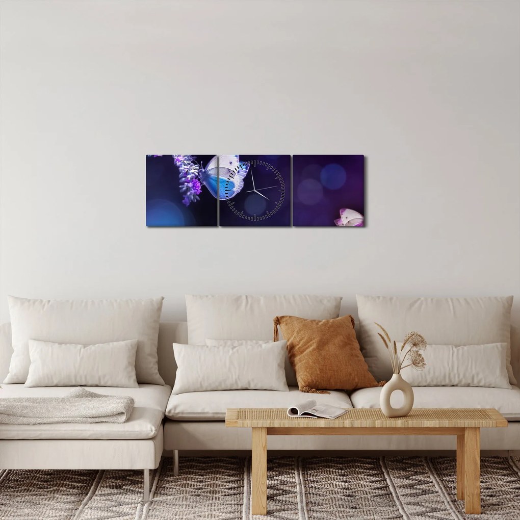 Tablou - Flutute în lavandă (cu ceas) (90x30 cm)