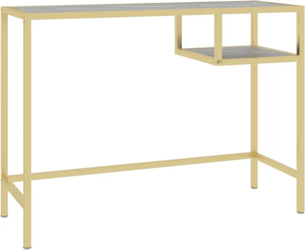 vidaXL Birou calculator, negru marmură, 100x36x74 cm sticlă securizată