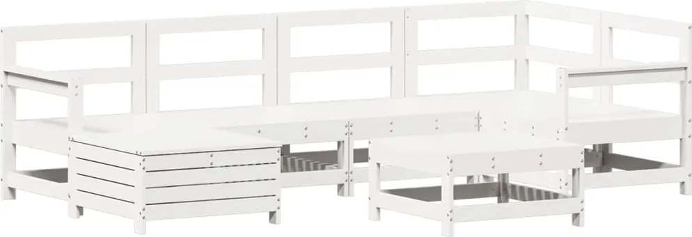 vidaXL Set canapea de grădină, 7 piese, alb, lemn masiv de pin