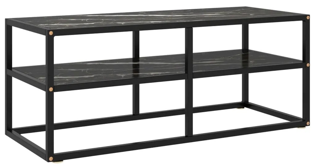 vidaXL Comodă TV, negru, 100 x 40 x 40 cm, sticlă de marmură neagră