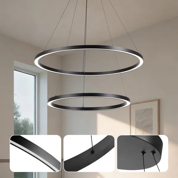 Brilagi - Lustră suspendată pe cablu PORTOFINO LED/98W/230V Ø 80 cm, reglabilă, negru + telecomandă