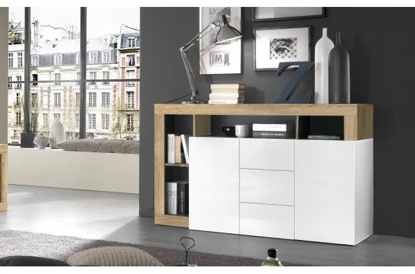 Comodă LENOR alb/maro