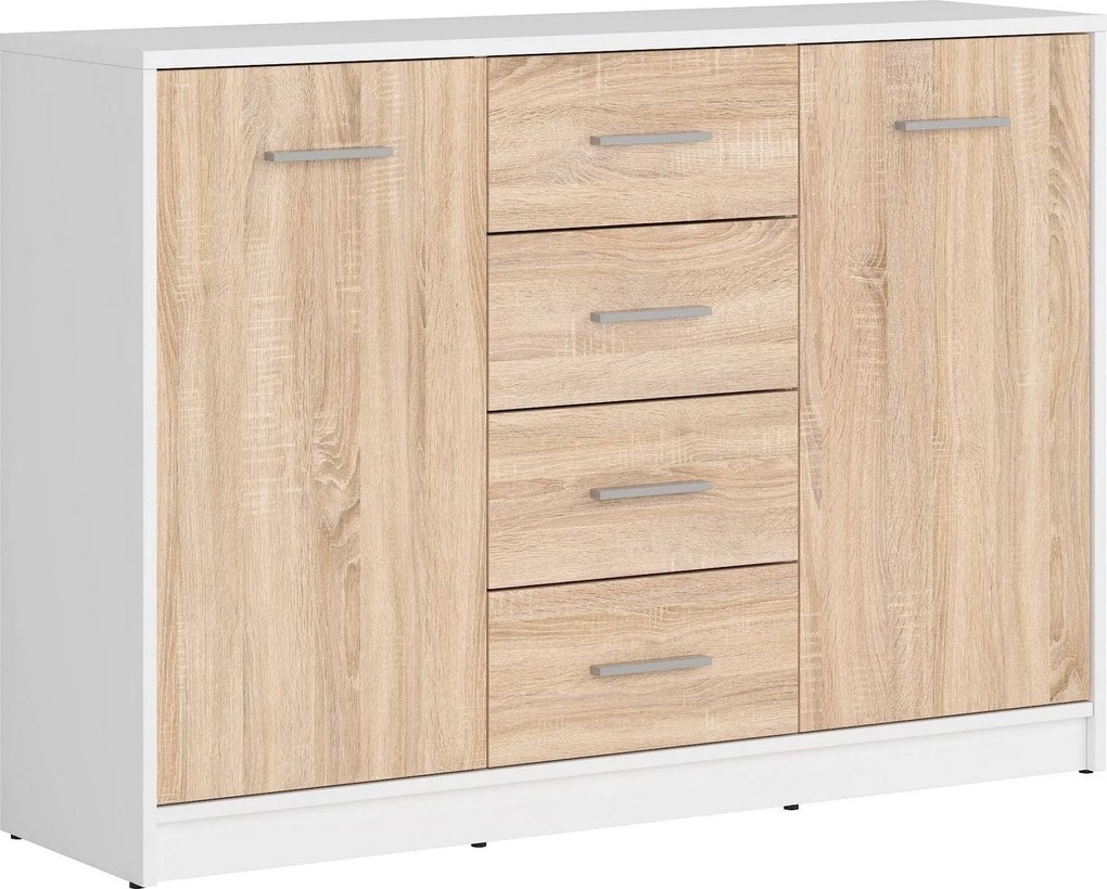 Comoda NEPO PLUS, stejar sonoma/alb, PAL, 119x34x84 cm