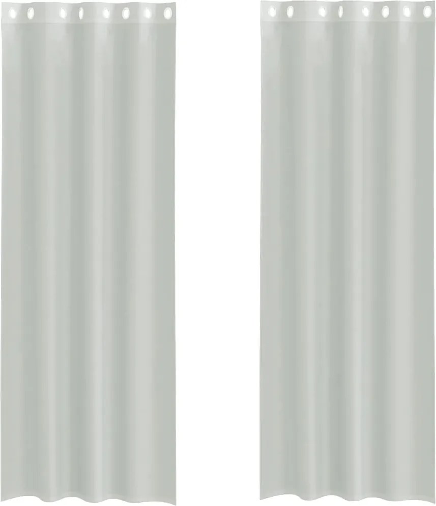 vidaXL Perdele Voile cu Oelii 2 buc Gri deschis 140x260 cm