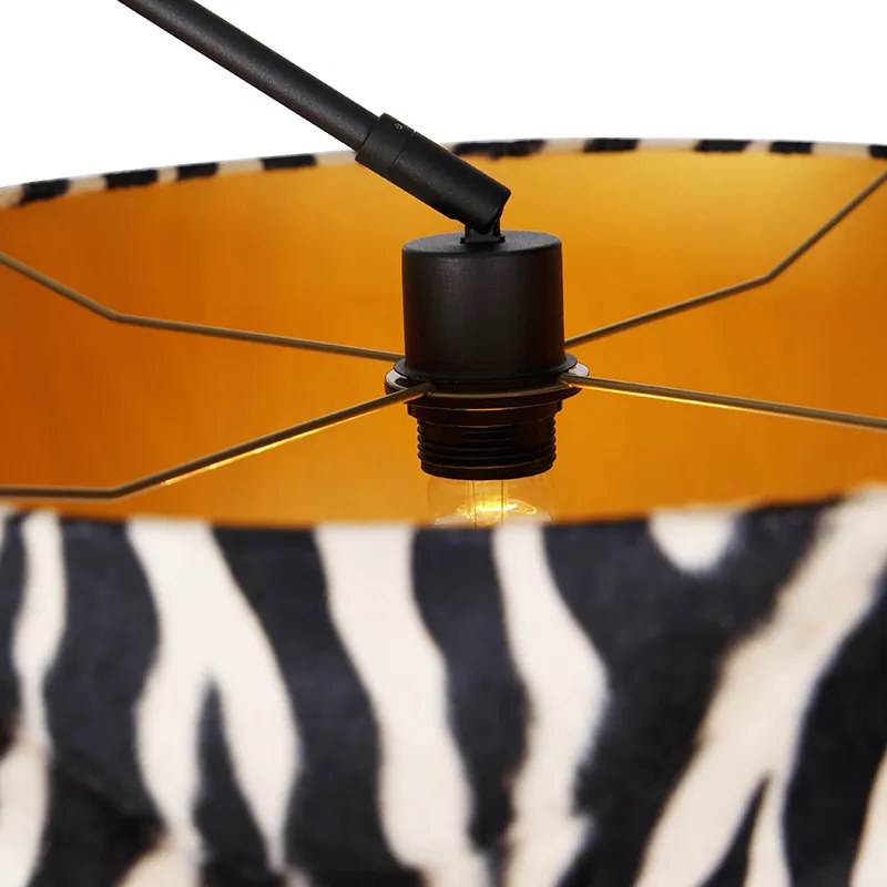 Lampă de podea neagră cu abajur cu zebră 50 cm - Editor