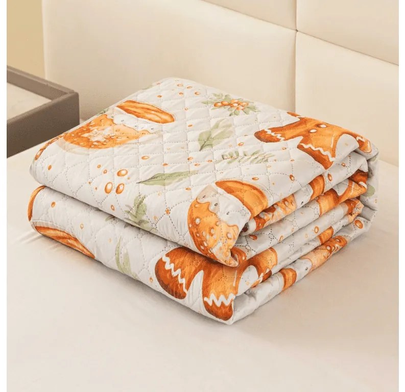 Cuvertura de pat cu model WINTER GINGERMAN, alb Dimensiune: 220 x 240 cm