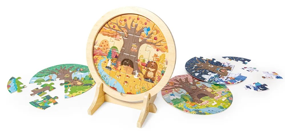 Puzzle in Lemn - Set 4 Anotimpuri (10, 12, 16 si 18 piese)