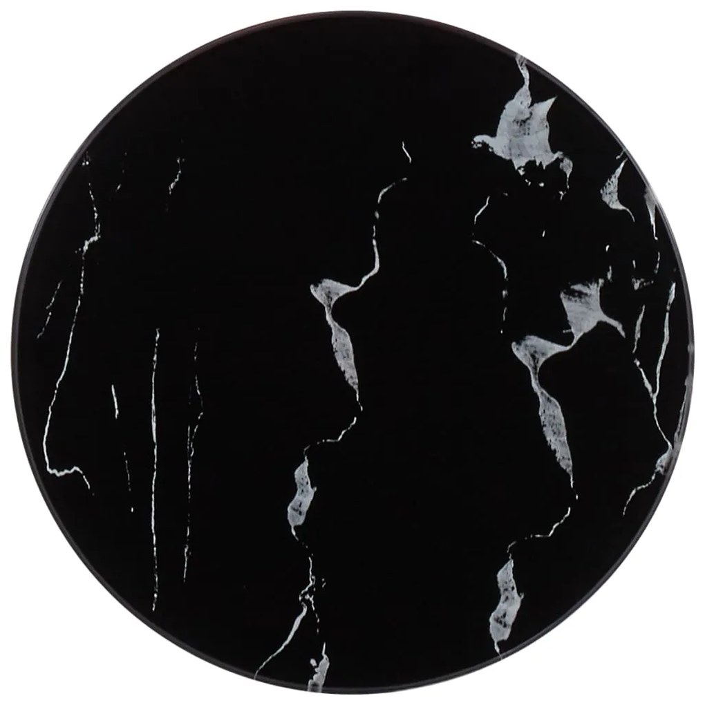 285189 vidaXL Blat de masă, negru, Ø30 cm, sticlă cu textură de marmură