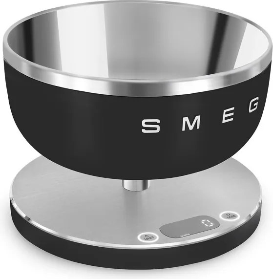 Cantar de bucatarie Smeg Collezione KSC01BLMWW, Pana la 5 kg/5 l, Functie TARA, Afisaj LED, Baza antiderapanta, Baterie reincarcabila, Negru mat