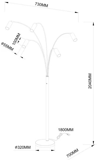 Globo 57910-5SSA - Lampadar ROBBY 5xGU10/35W/230V