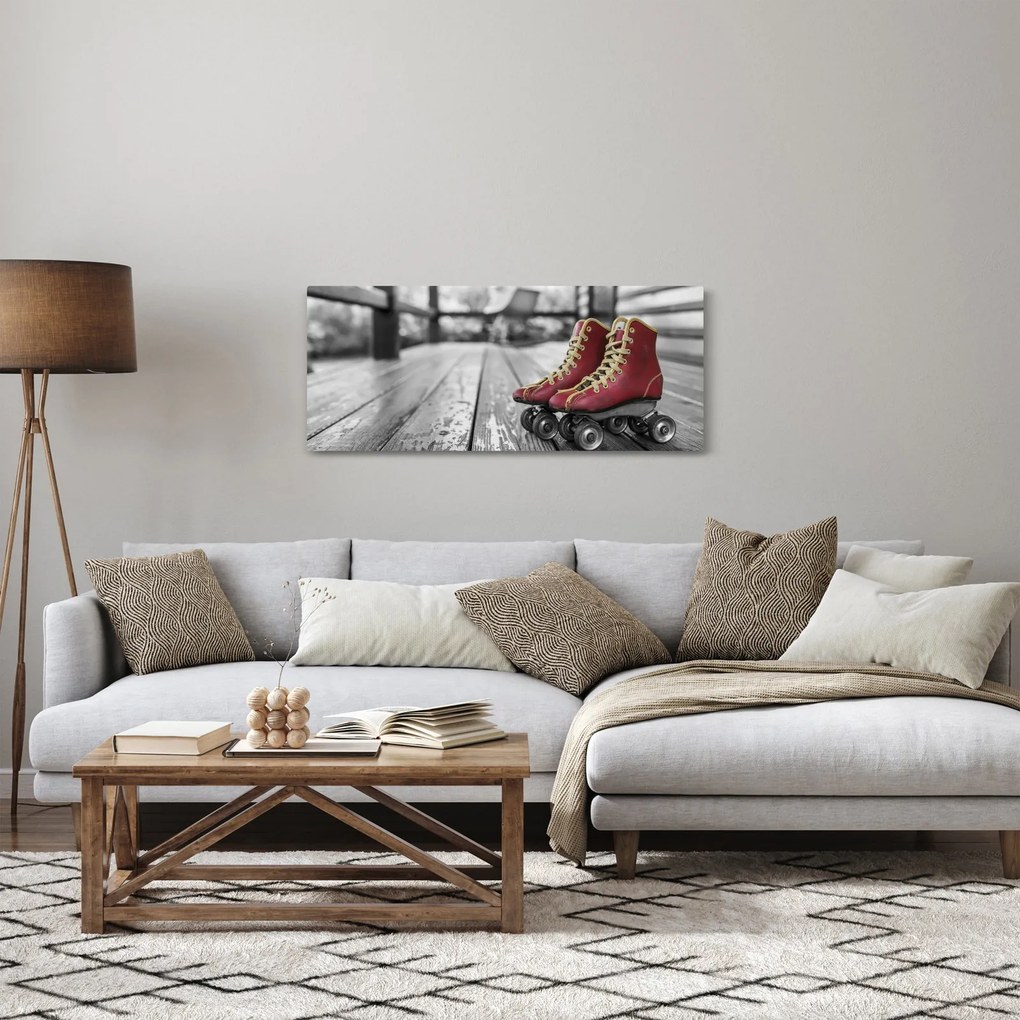 Tablou cu pantofi cu role vechi roșii (120x50 cm)