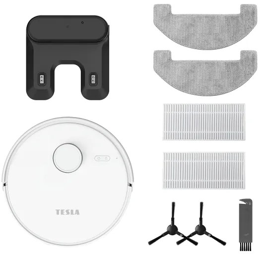 TESLA Electronics RoboStar - Aspirator robot inteligent 2-în-1, 3200 mAh, Wi-Fi, alb