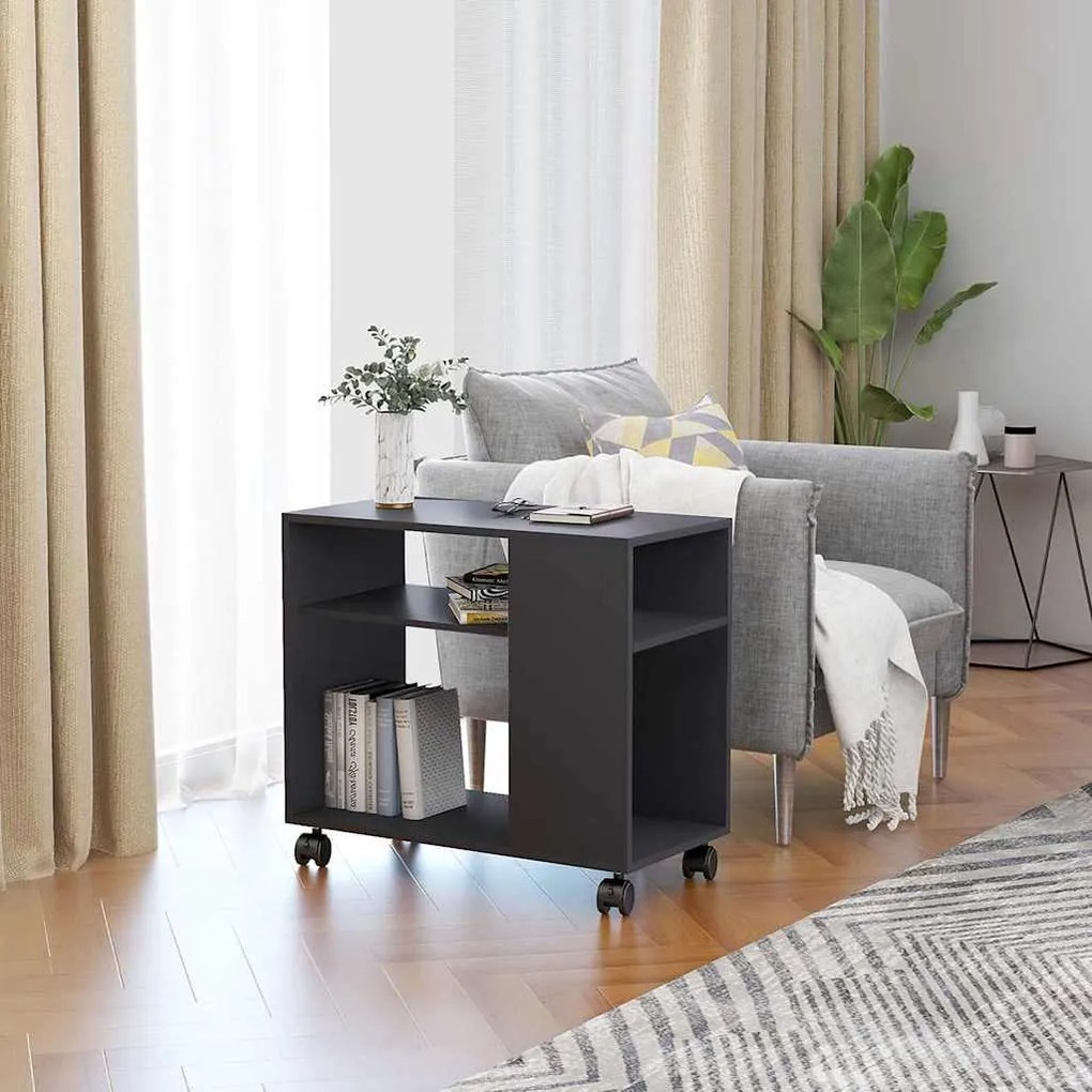 802122 vidaXL Masă laterală, gri, 70x35x55 cm, lemn compozit
