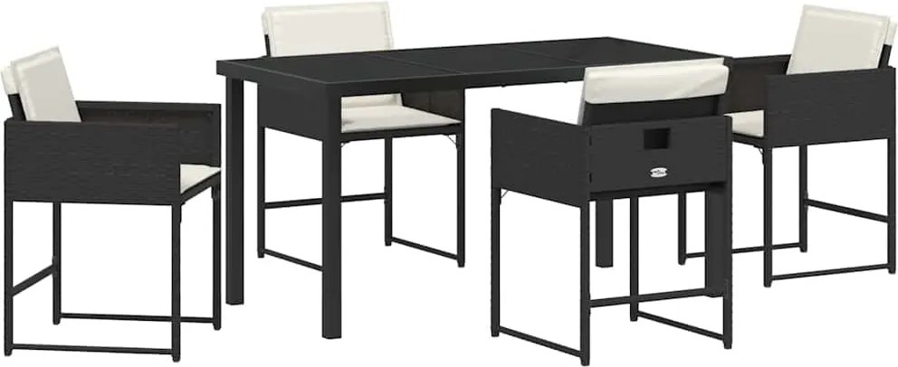 vidaXL Set de masă pentru grădină 5 pcs Negru poliratan