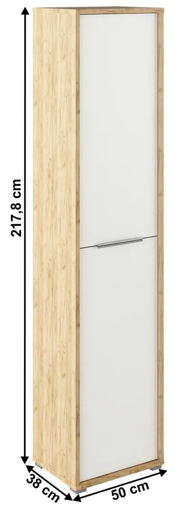 Dulap inalt cu polite, stejar artizan alb, RIOMA TYP 06
