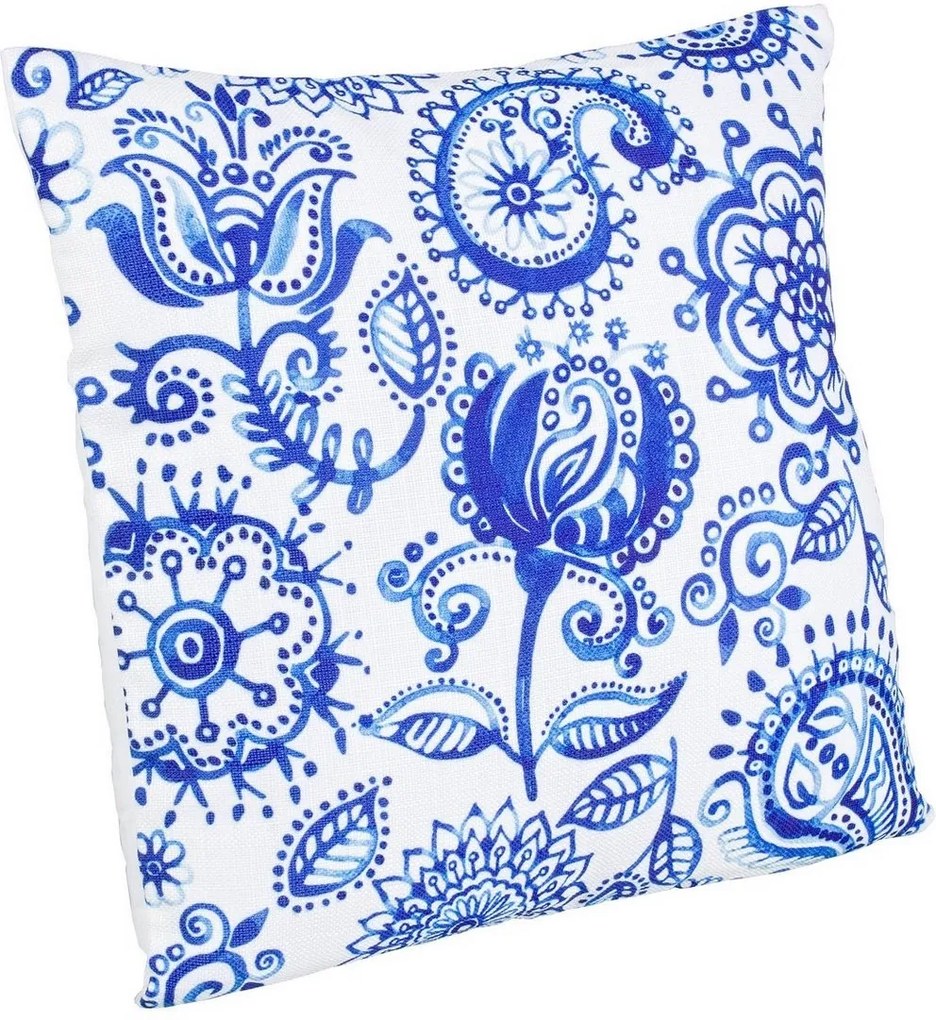 Perna decorativa din textil alb albastru Kitty 40 cm X 40 cm
