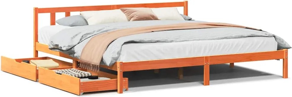 vidaXL Cadru de pat fără saltea, maro ceruit 180x200 cm lemn masiv pin