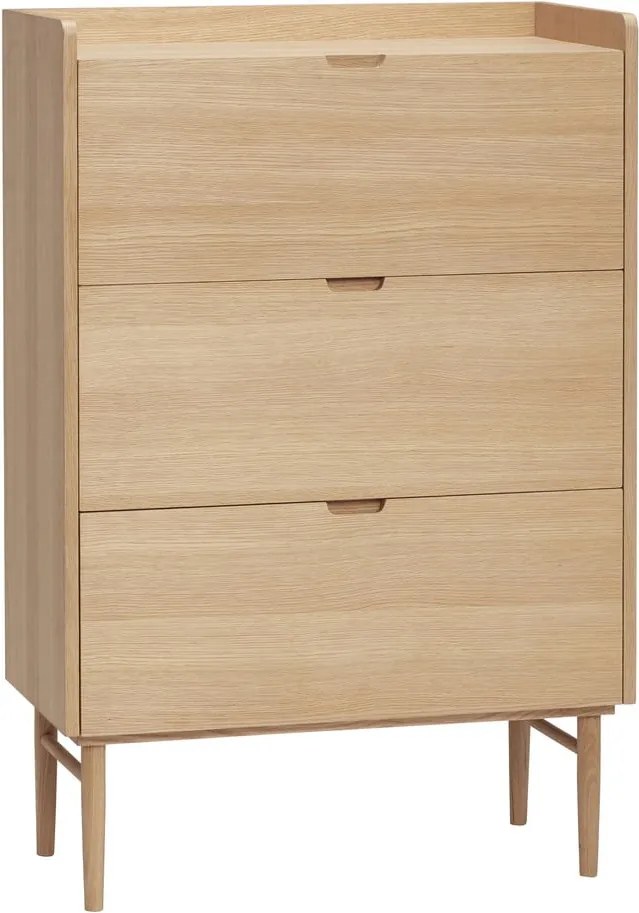 Comodă cu 3 sertare din lemn de stejar Hübsch Hege, natural
