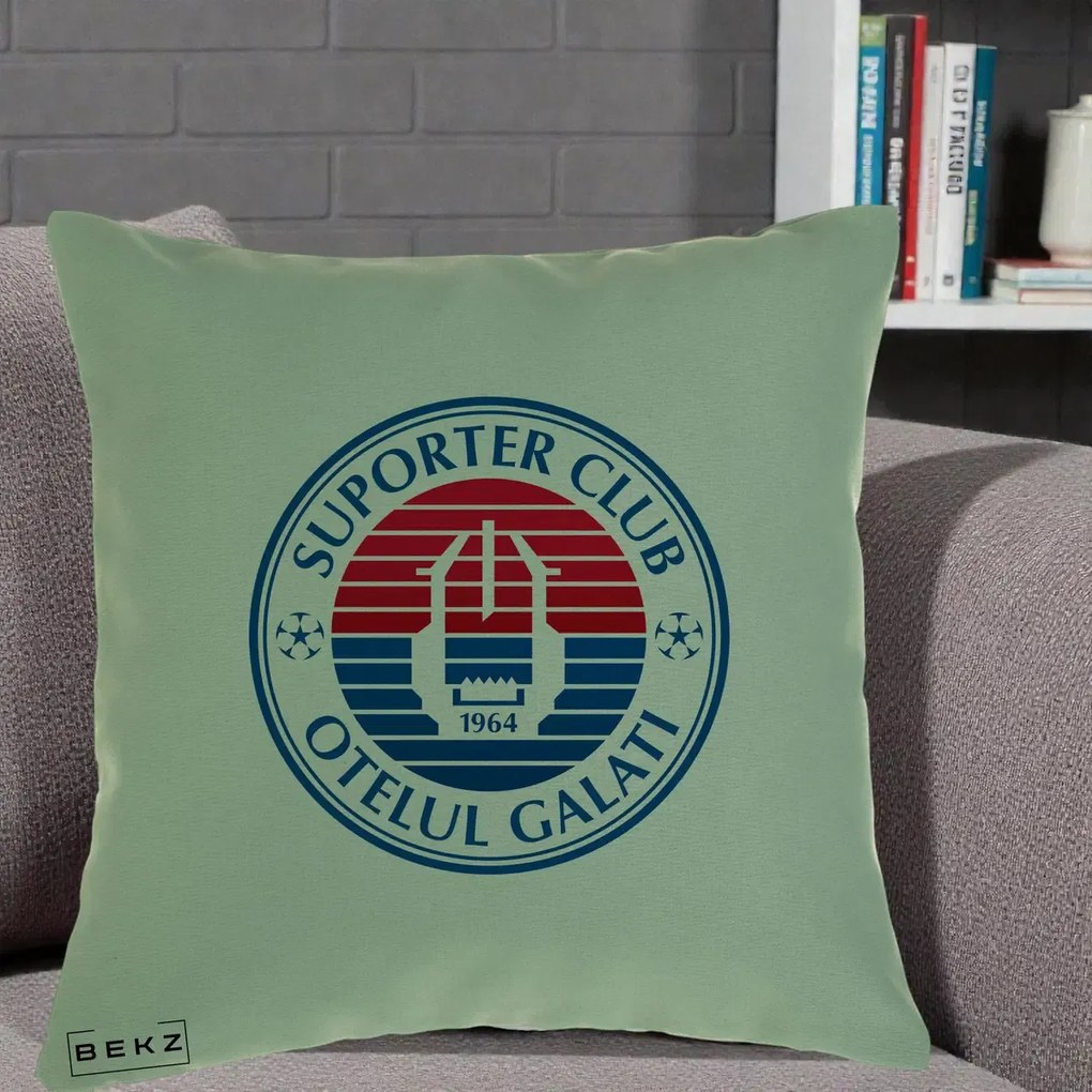 Perna Personalizata Otelul Galati Suporter Club 1964, 40x40 cm, Verde, Husa Detasabila, Perna Inclusa, BEKZ®