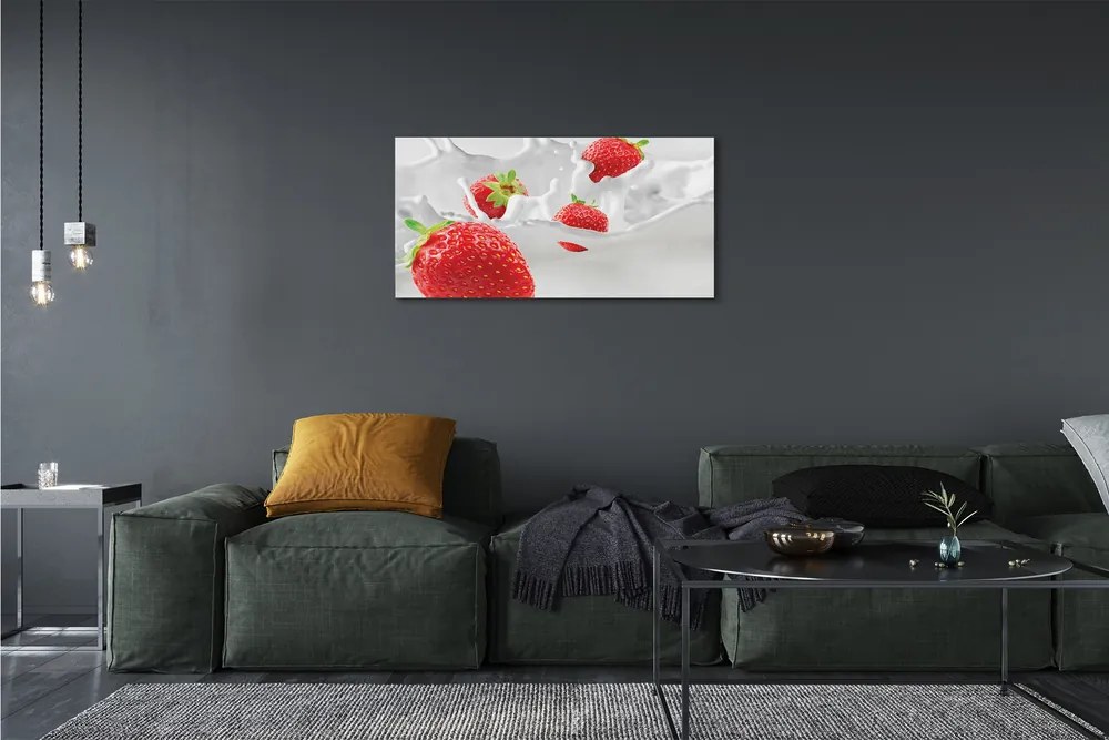 Tablouri canvas lapte cu căpșuni