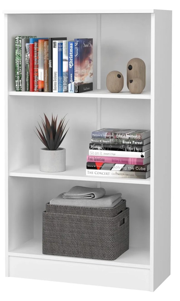 Biblioteca Flint, 2 Polite, Alba, 70 x 32 x 122 cm