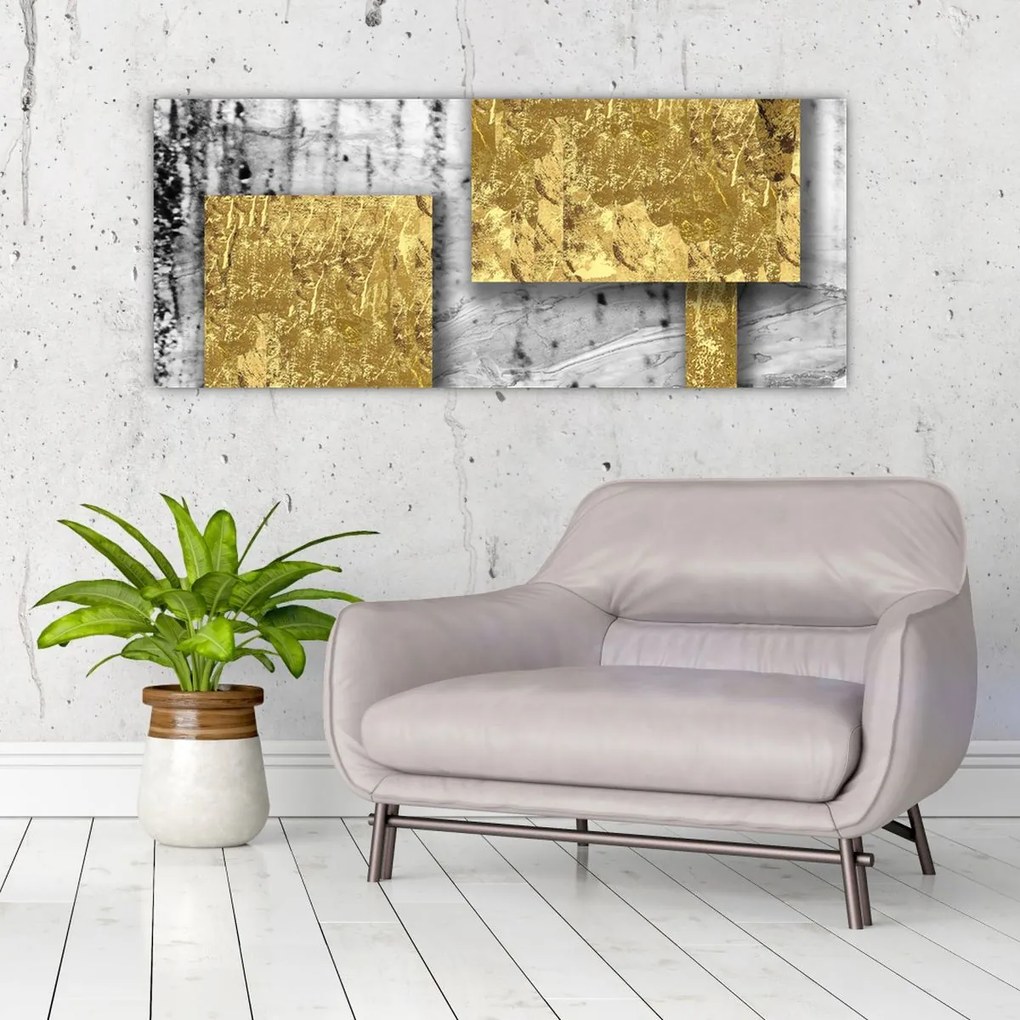 Tablou - Pătrate de aur N⁰3 (120x50 cm)