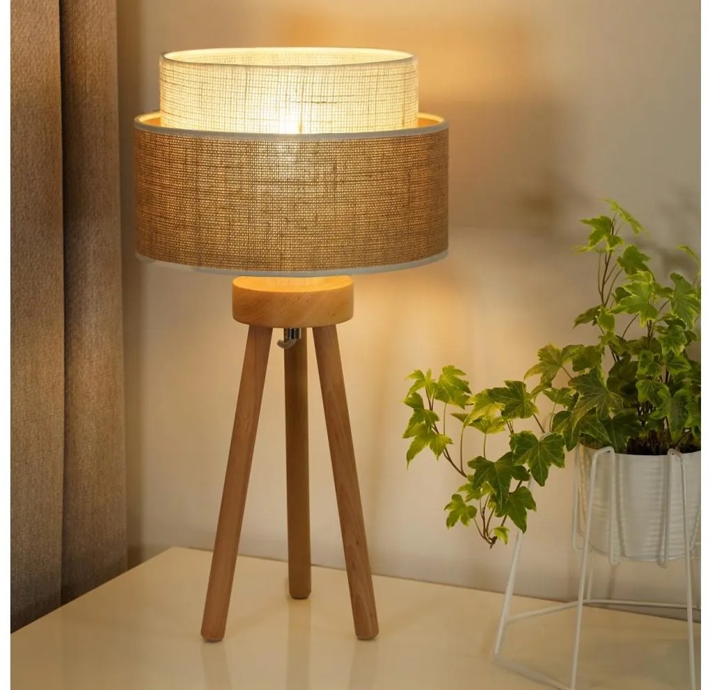 Lampă de masă Duolla YUTE BOHO 1xE27/15W/230V maro/gri