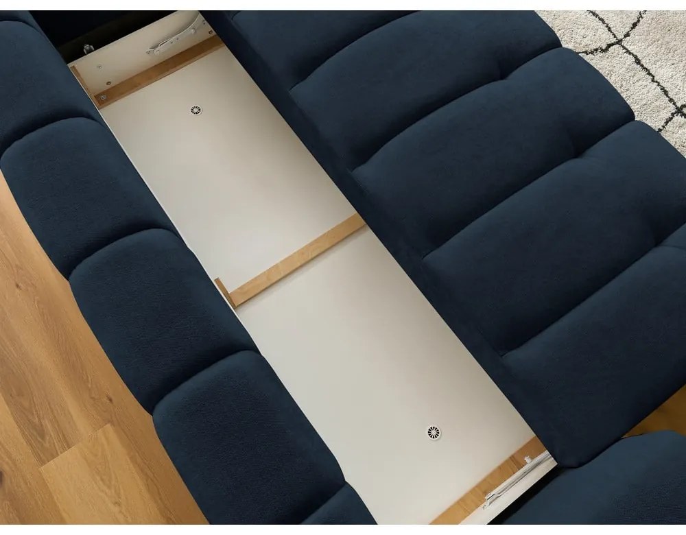 Canapea albastru-închis extensibilă/cu spațiu de depozitare 251 cm Fuji – Bobochic Paris
