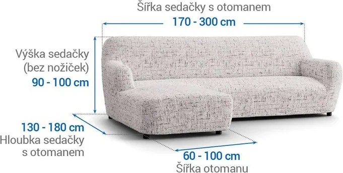 Gaico Huse bielastice VITTORIA smântânii canapea cu otoman stânga (l. 170 - 300 cm)