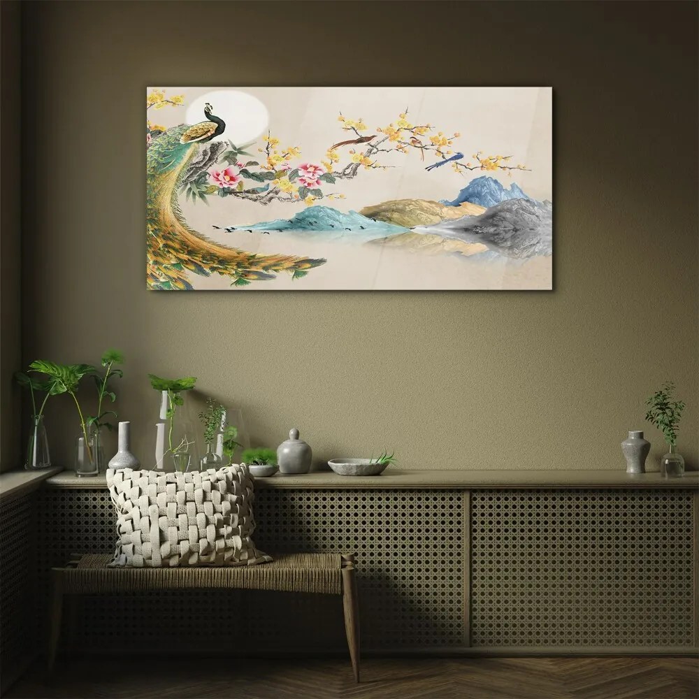 Tablou sticla Abstracția munților Flori Paw