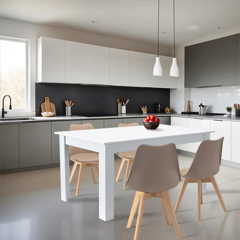 Set de masă Lola 4+1 bej-alb