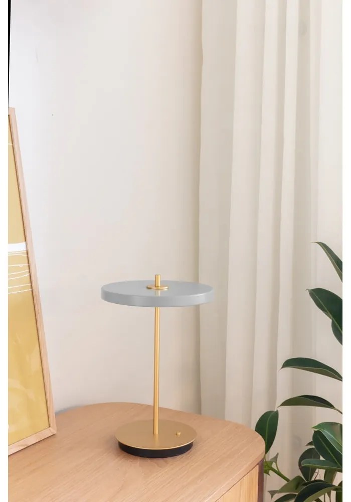 Veioză gri deschis LED cu intensitate reglabilă cu abajur din metal (înălțime 31 cm) Asteria Move – UMAGE