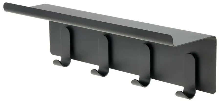 Cuier de perete negru cu raft din oțel 11,5 cm A-Hallway – Zone