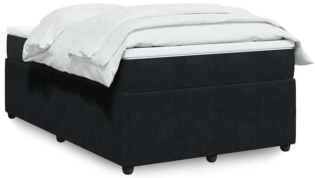vidaXL Pat box spring cu saltea, negru, 120x190 cm, catifea