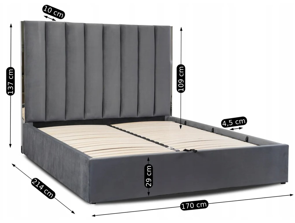 JAKS Patul cu spațiu de depozitare 160 x 200 cm Emilio gri