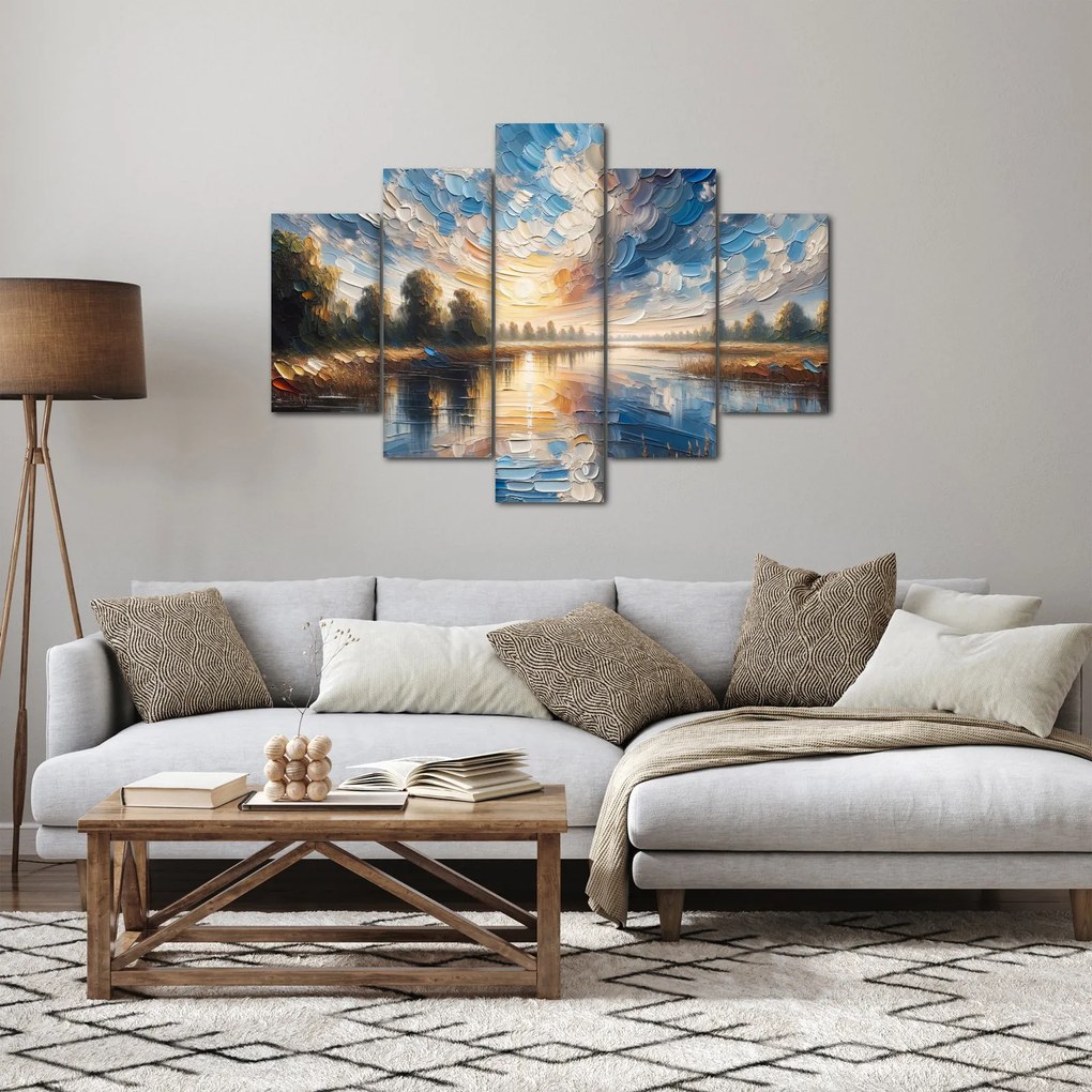 Tablou - Pictură cu soarele deasupra apei (150x105 cm)