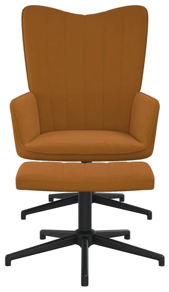 327718 vidaXL Scaun de relaxare cu taburet, maro, catifea