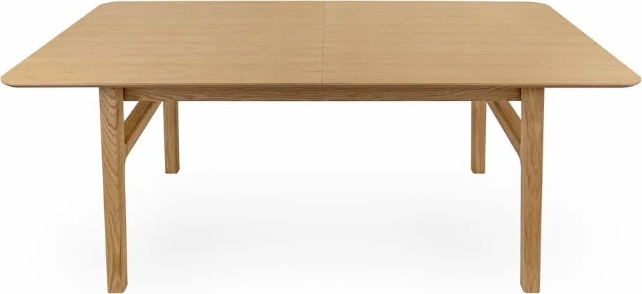 Masă de dining extensibilă cu aspect de lemn de stejar cu blat suplimentar 90x180 cm Curved – Woodman