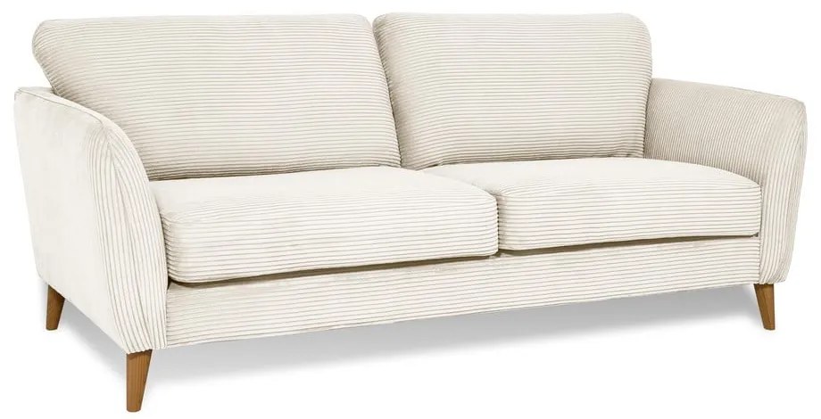 Canapea albă cu tapițerie din catifea reiată 206 cm Paris – Scandic