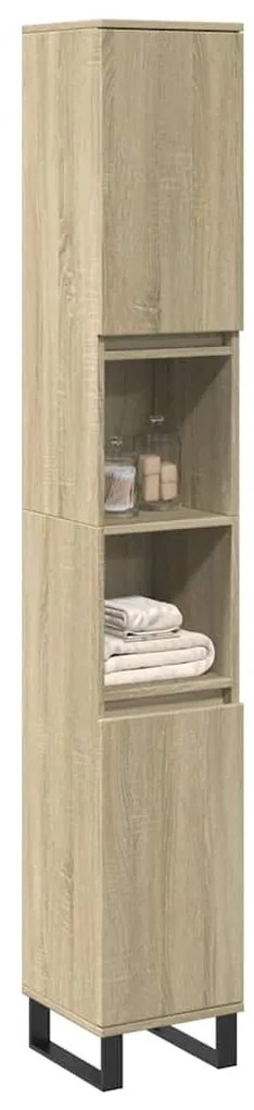 vidaXL Dulap de baie, stejar sonoma, 30x30x190 cm, lemn prelucrat