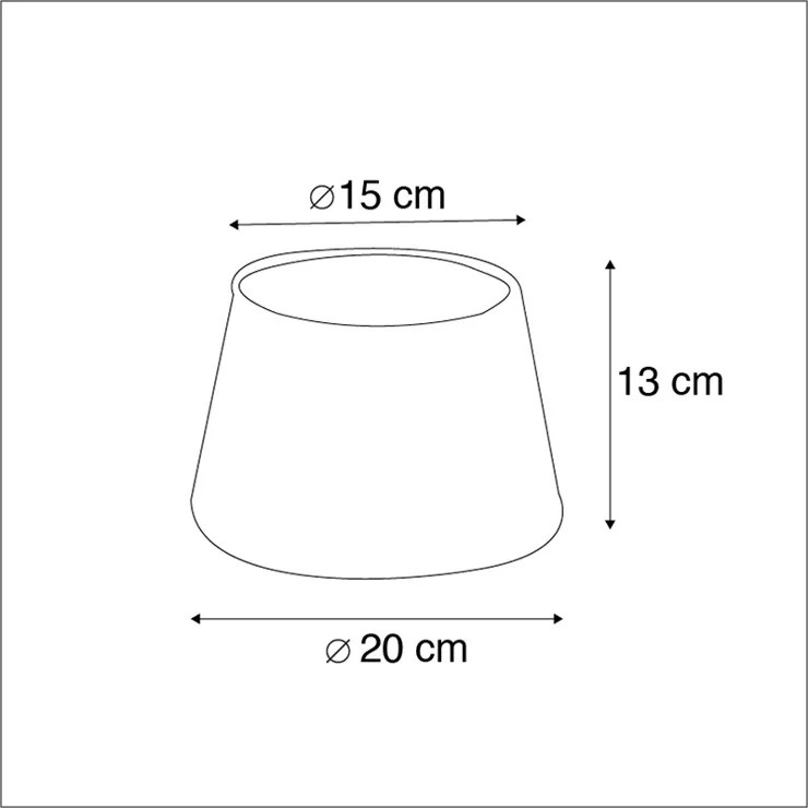 Abajur din bumbac negru 20/15/13 cu interior auriu