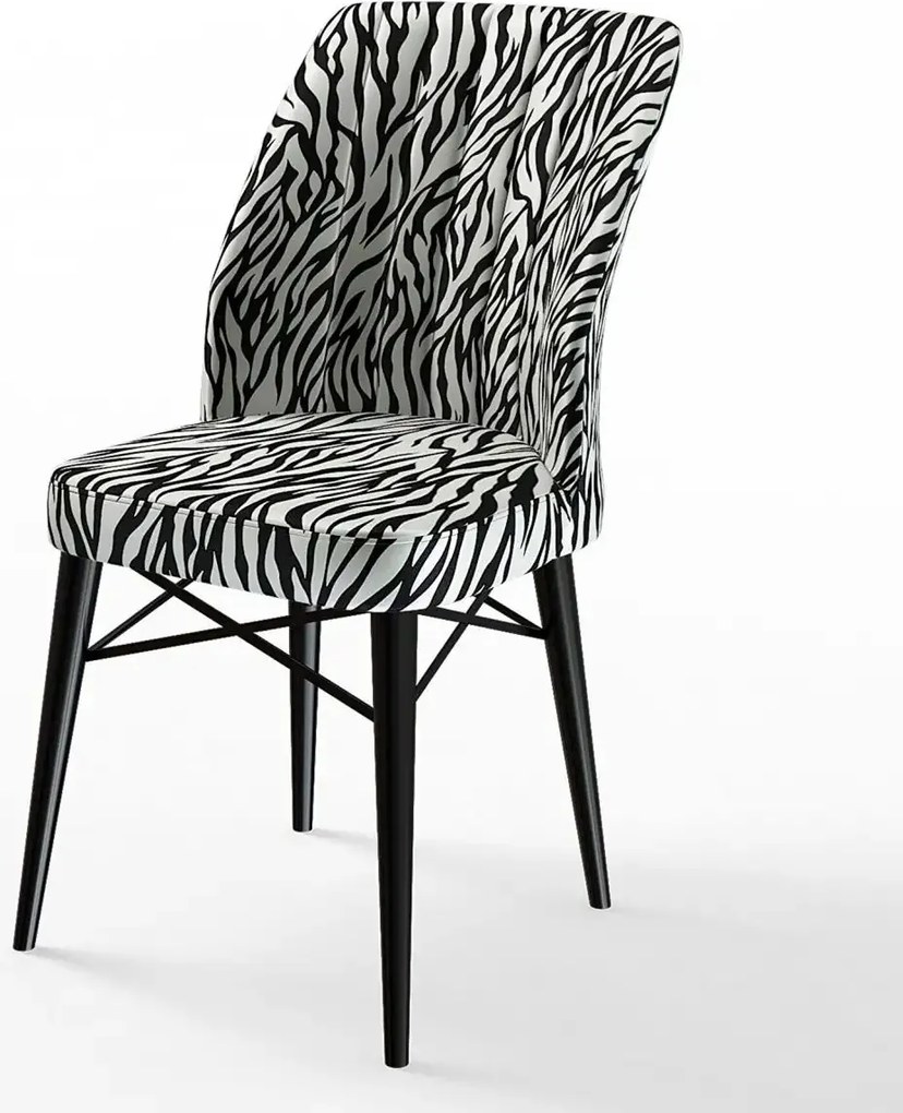Set masa extensibila cu 6 scaune tapitate Homs zebra 250-300355,170 x 80 cm