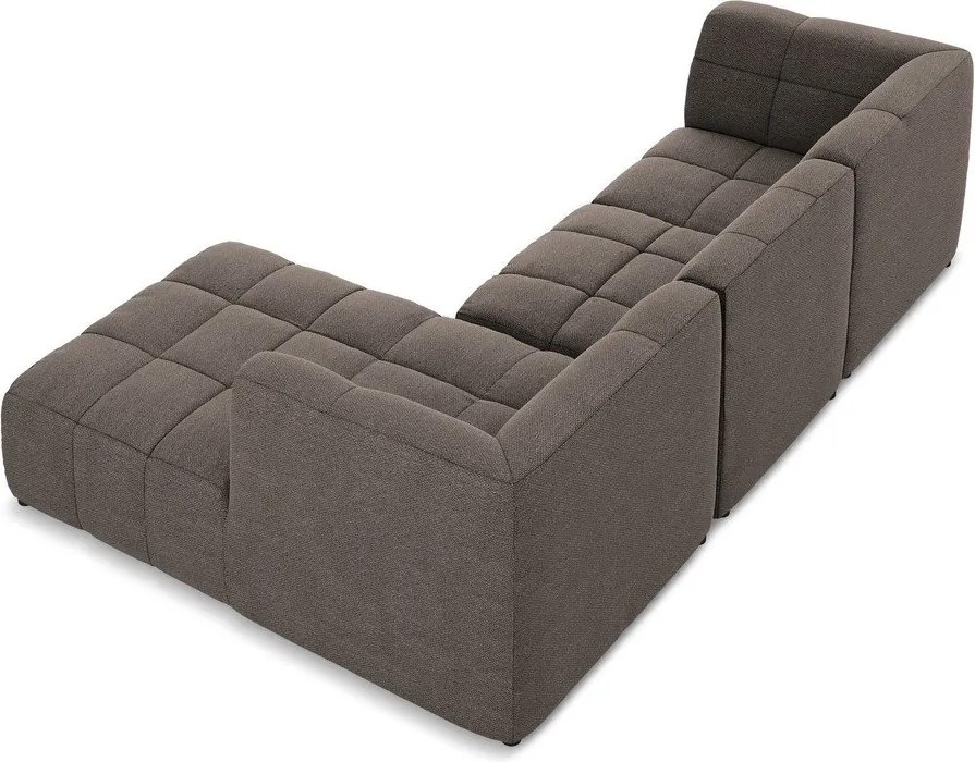 Colțar maro cu tapițerie din țesătură bouclé (cu colț pe partea dreaptă/cu șezlong) Aloha – Makamii